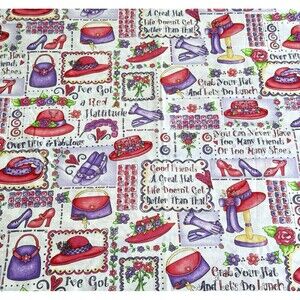 VTG Dianna Marcum Marcus Brothers Red Hat Society Fabric BTY OOP 2005